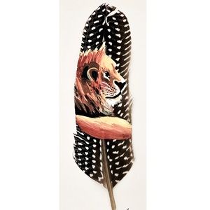 Feather Hand painted lion
